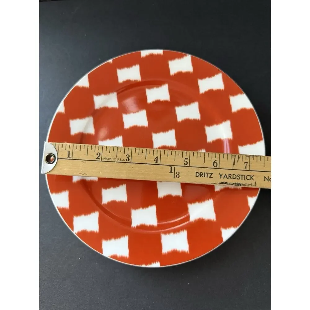 Portobello By Inspire Checkered Plate Fine Bone China Orange White Set(4) Modern